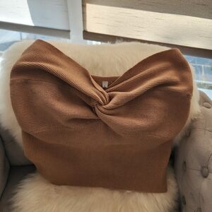 Anrabess Strapless Crop Knitted Tube Top (L)